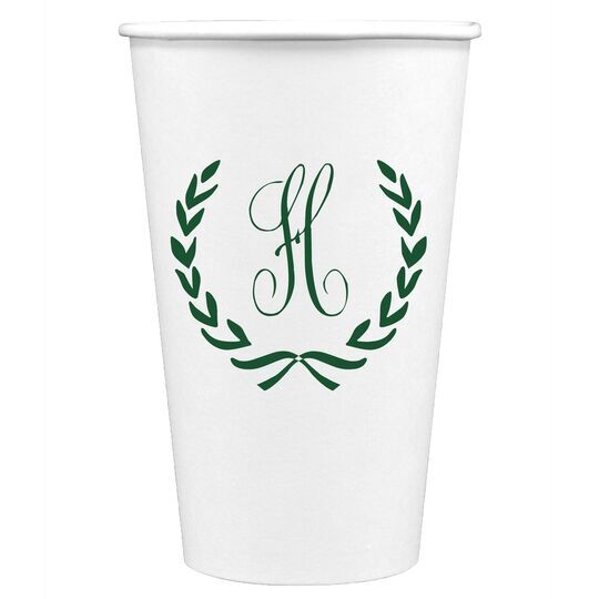 Laurel Wreath with Initial Paper Coffee Cups